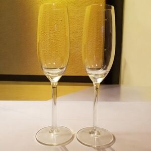 Vtg 2 Long Stem Crystal Wine/Champagne Glasses 9"